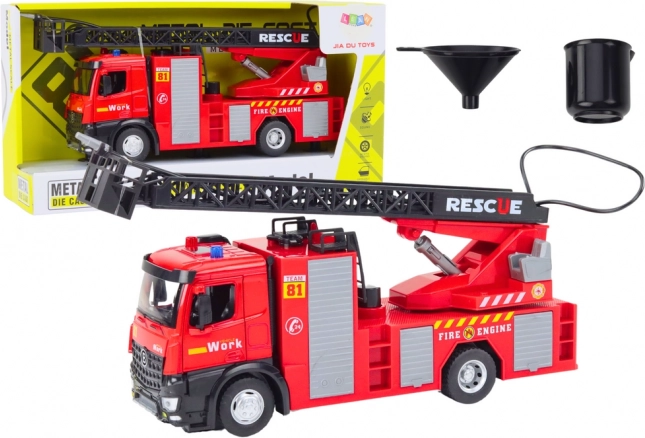 Fire Truck With Ladder Light Sound Water Red