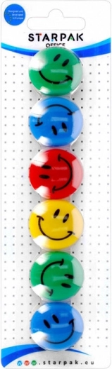 Spalvoti magnetukai su šypsenėlėmis (3 cm) – 6 vnt.