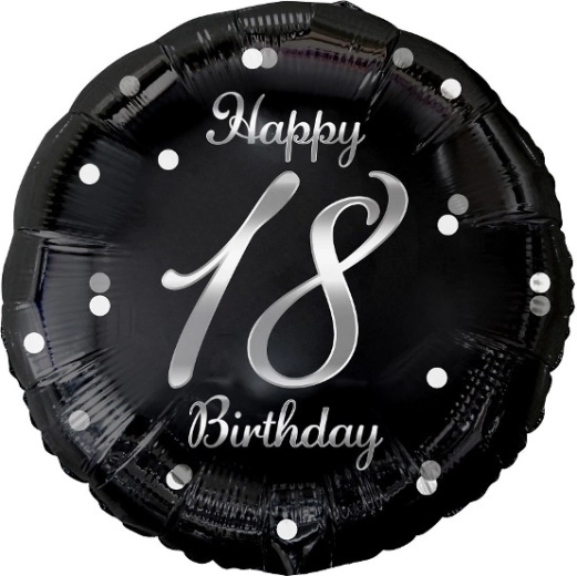 Folinis balionas „Happy 18 Birthday“, juodas, 18"