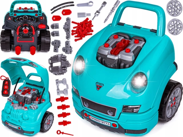 Vaikiškas automobilis su remontuojamu varikliu, nuo 3 metų, su įrankiais, interaktyvia kabina ir nuotolinio valdymo pulteliu, 61 dalis