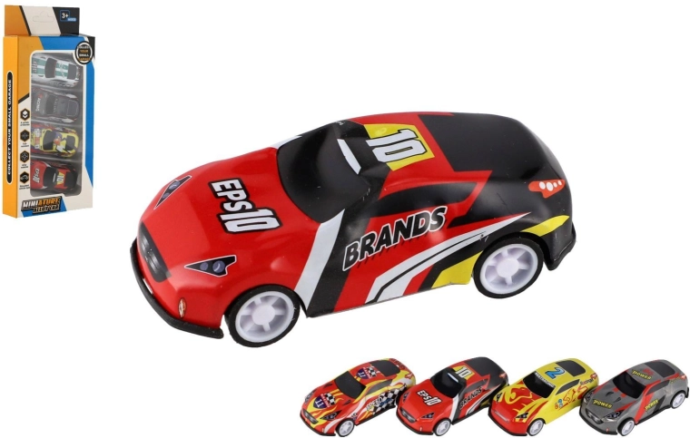Mini lenktyninių automobilėlių rinkinys su laisva eiga, 4 vnt.