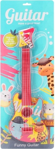 Spalvinga vaikiška gitara su gyvūnėliais 39 cm