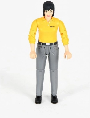 Bruder Bworld moters figūrėlė – geltoni marškinėliai, pilkos kelnės