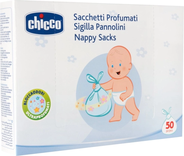 Chicco kvapnūs maišeliai sauskelnėms utilizuoti, 50 vnt.