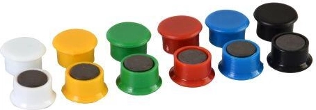 Spalvoti magnetai 13 mm, spalvų mišinys, 14 vnt.
