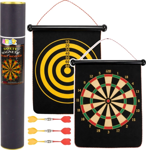 Magnetic Double-Sided Dartboard with Magnetic Darts 32 cm in Tube