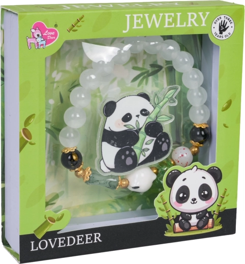 Vaikiškas papuošalų rinkinys „Panda“ su baltu apyrankės dizainu