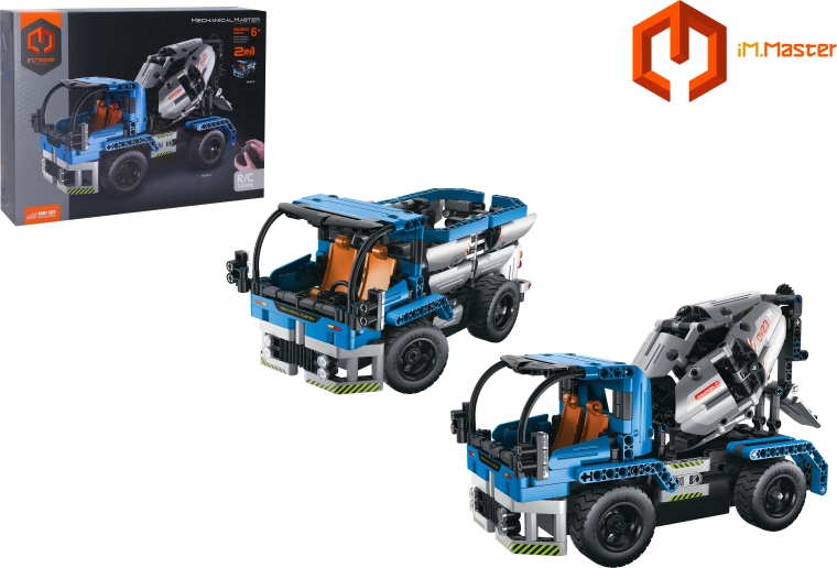 2-in-1 RC Building Set: Dump Truck and Cement Mixer, 26 cm