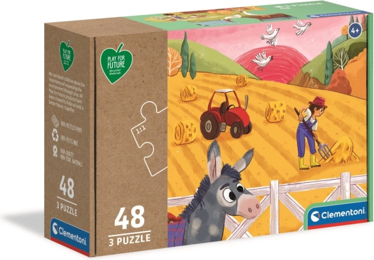 Puzzle CLEMENTONI Play for Future – Farm Animals 3×48 pieces