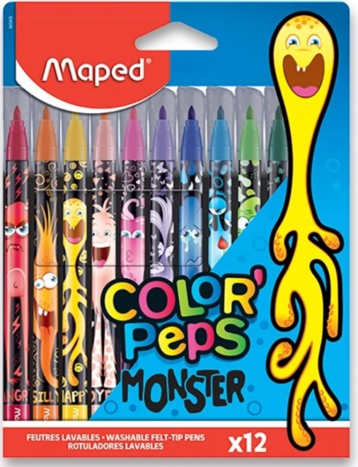Flomasteriai MAPED Color'Peps Monster, rinkinys 12 spalvų