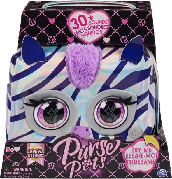 Metallic Interactive Purse Pets Zebra Handbag