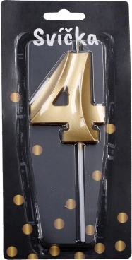 Vakarėlių žvakutė skaičius 4 auksinė