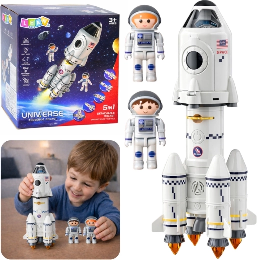 Edukacinė 5 viename raketa su astronautais, šviesomis, garsais ir projektoriumi