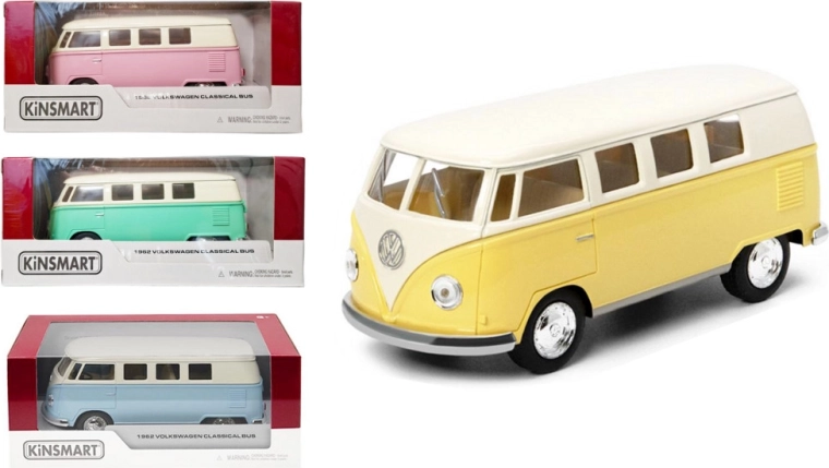 Klasikinis 1962 m. Volkswagen Bus 1:32 metalinis modelis PULL-BACK