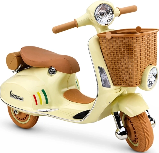 Vaikiškas elektrinis motoroleris „Vespa“, smėlio spalvos