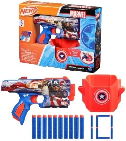 NERF Marvel Captain America blaster with 10 darts