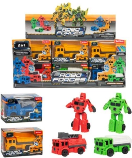 Mini transforming car/robot plastic 9 cm, 4 colors
