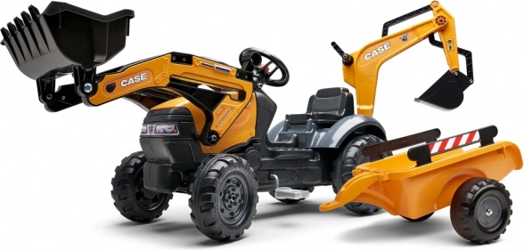 Pedal Tractor CASE with Front Loader, Rear Backhoe and Detachable Trailer FALK Eco Design