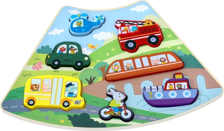 Medinė dėlionė – transporto priemonės, sujungiama rinkinys