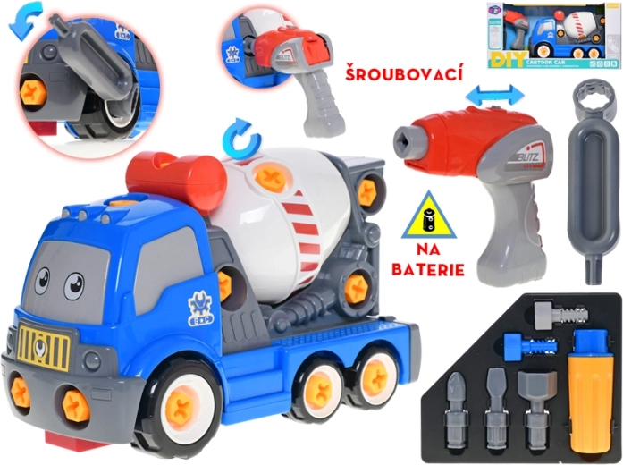 Interaktyvus statybinis betono maišytuvas 28 cm su bateriniu gręžtuvu