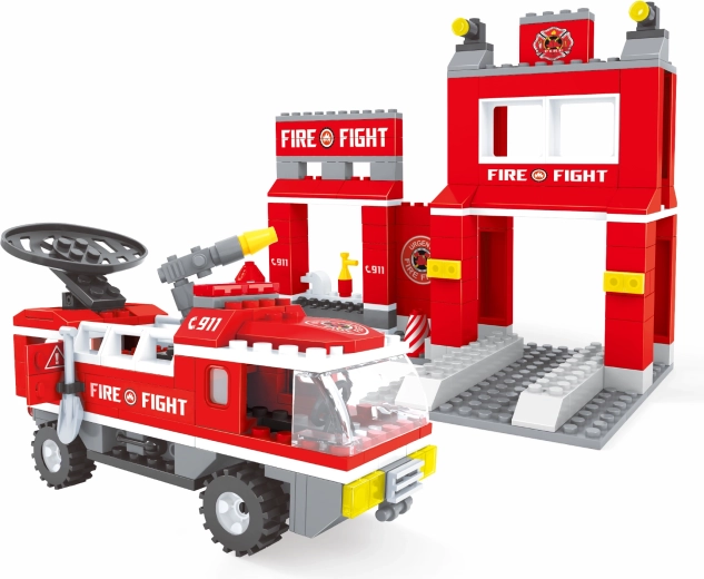 Compatible BLOXO Fire Station Building Set, 260 Pieces