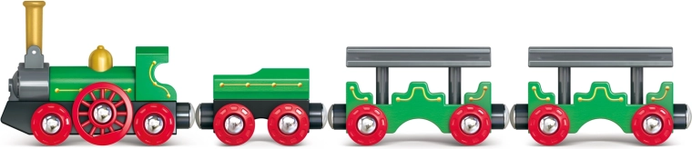 Wooden retro train with a folding chimney