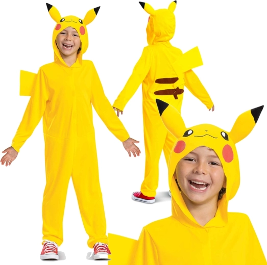 Vaikiškas POKÉMON Pikachu kigurumi kostiumas su gobtuvu (109–126 cm, 4–6 metų)