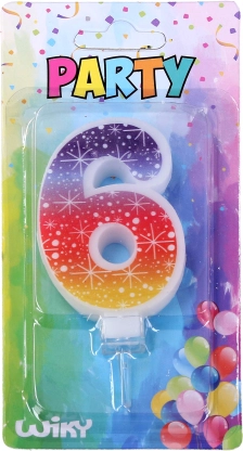 Vakarėlio žvakutė skaičius 6 Žvaigždės