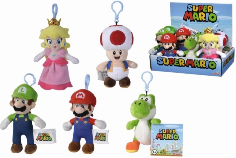 Pliušinis raktų pakabukas Super Mario 12,5 cm – personažų miksas