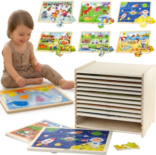 Viga Wooden Puzzle Set with Stand - 12 pcs