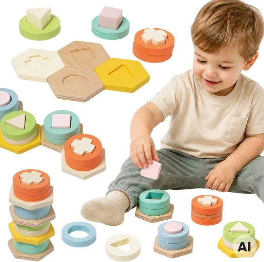 Classic World Montessori Shape and Color Sorter with Tower