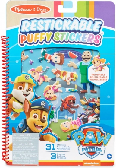 Daugkartinio naudojimo puffy lipdukai PAW PATROL – veiklos knyga 19 × 28 cm