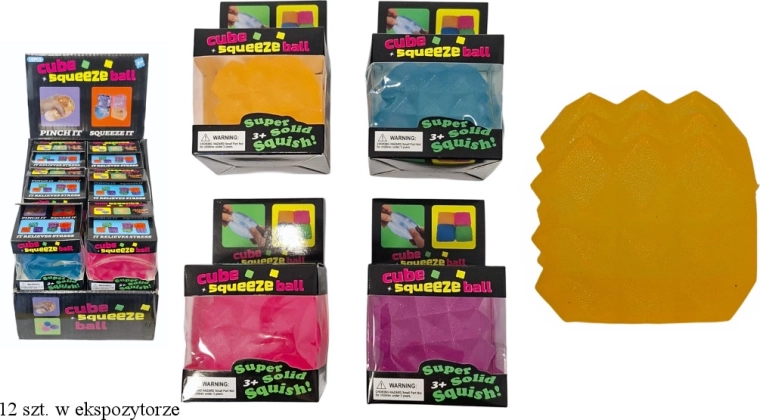 Sensory anti-stress squishy ball in a cube shape - 1 piece