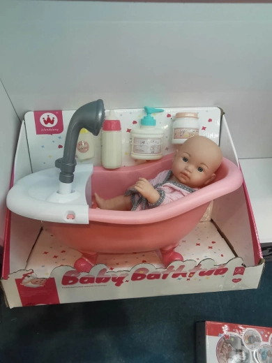 Doll with Bathtub and Bath Accessories