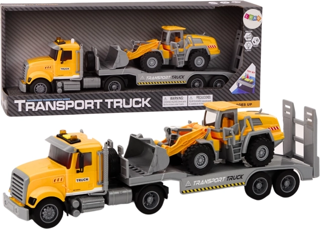Yellow truck with digger, lights and sounds