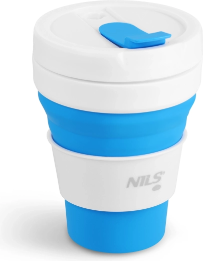 Foldable silicone travel mug NILS Camp 475 ml blue