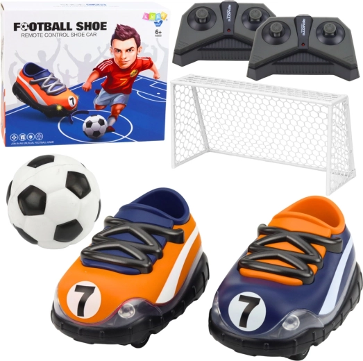RC automobiliai futbolo batelio formos su vartais ir kamuoliu – 2 transporto priemonių rinkinys