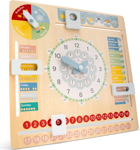 Wooden Educational Calendar with Clock Woet