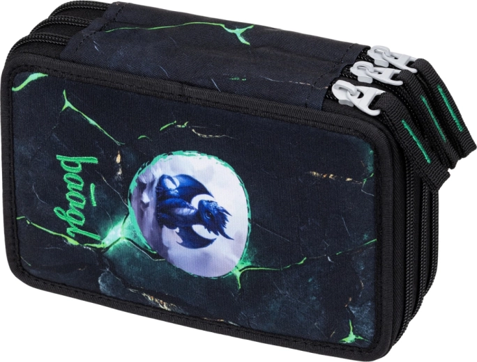 Trijų skyrių mokyklinis penalas su drakono motyvu BAAGL