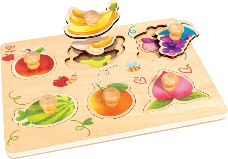 Hape Wooden Layered Fruit Puzzle with Knobs