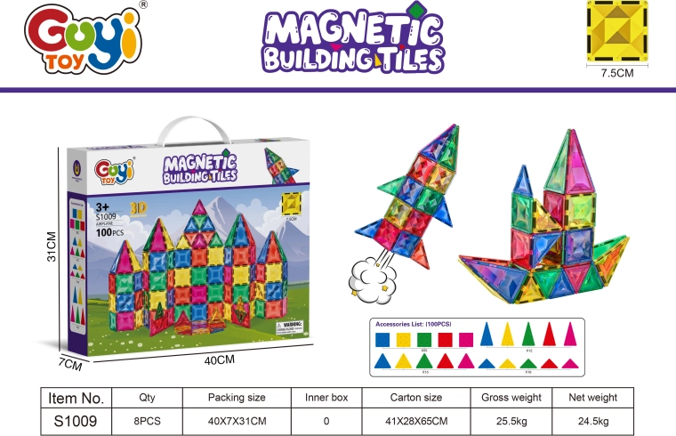 Magnetic Construction Set with 100 Pieces