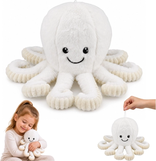 Plush Octopus – cuddle toy with springy tentacles, white, 30 cm
