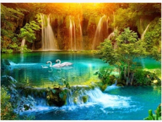 Deimantinė tapyba Slėnio krioklys 30 × 40 cm