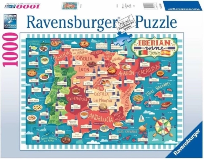 Ravensburger Puzzle Map of the Iberian Peninsula – Wine Regions 1000 Pieces