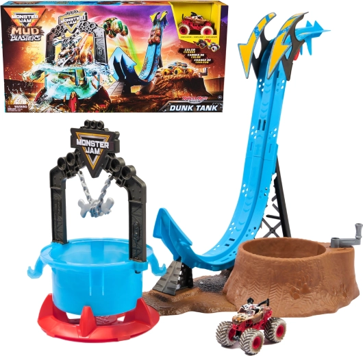 Monster Jam Mud Blasters Monster Mutt Dalmatian stunt track with 1:64 vehicle