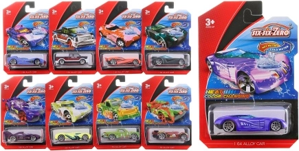 Metal toy car that changes color based on water temperature