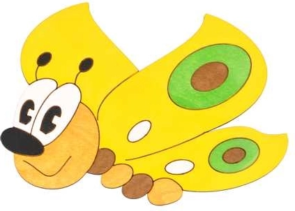 Vidutinė medinė dekoracija geltonas drugelis