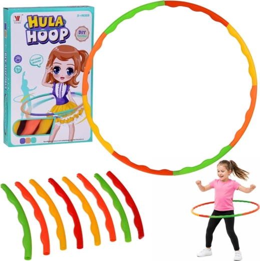 Vaikiškas ir suaugusiųjų hula lankas su masažiniais iškilimais, sulankstomas 84 cm