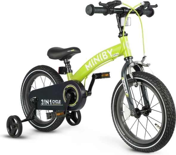 Qplay Miniby 3in1 vaikiškas dviratis 14" žalias