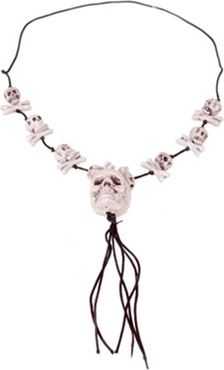 Party necklace with a skull and crossbones motif